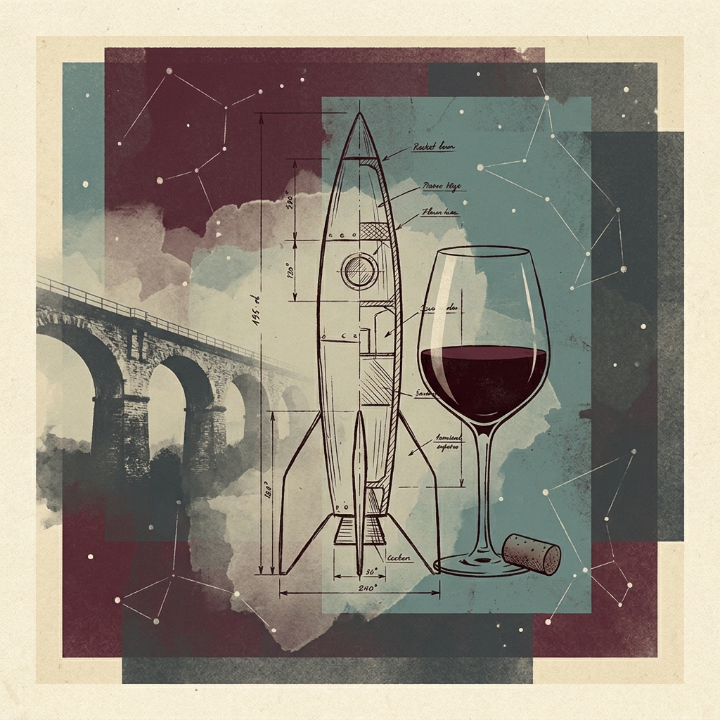 Archiv-Stillleben — Raketenzeichnung und Apéro
